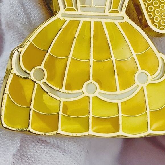 Disney Loungefly Belle Perfume Pin Yellow Stained Glass Enamel - Picture 4 of 8